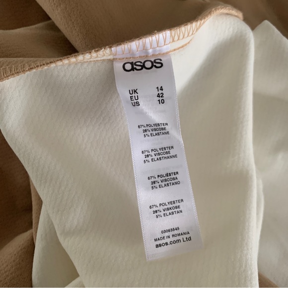 ASOS Womans Colorblock Tan White Long Sleeve Dress Size 10 - Picture 10 of 12